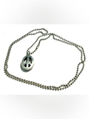 Lagos Silver Peace Sign Pendant Necklace